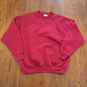 Vintage 90s Fruit Of The Loom Blank Red Sweatshirt Crewneck Pullover XL USA